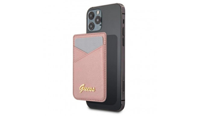 Guess Wallet Card Slot GUWMSSASLPI MagSafe Saffiano pink/pink