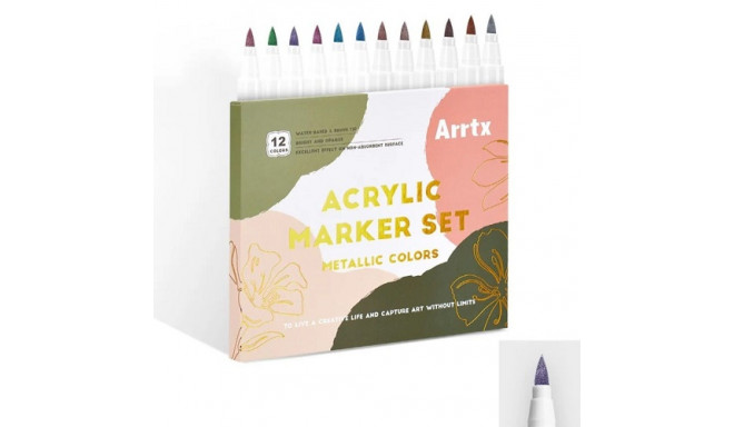 Acrylic Marker Pens ARRTX, 12 Metallic Colors