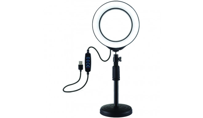 LED Ring Lamp 16cm With Desktop Mount 18-28cm, USB