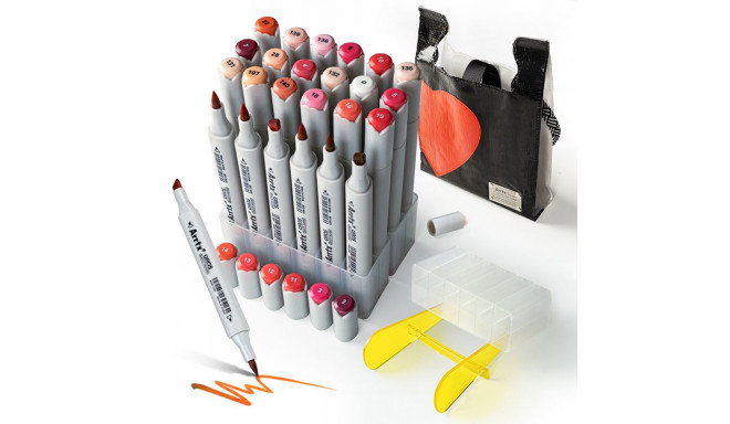 Double-sided Marker Pens ARRTX Oros, (24 Colours, red tone shade)