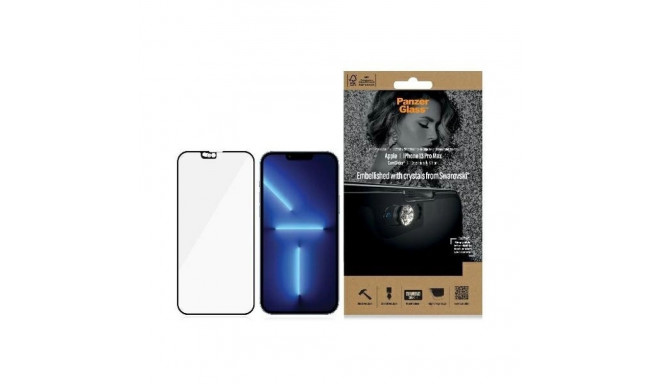 PanzerGlass E2E Microfracture Antibacterial Glass with Camera Cover with Swarovsky Crystal for iPhon