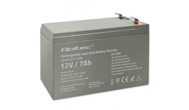 AGM battery 12V 7Ah, max. 105A, Securit