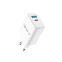 Forever TC-07 PD QC charger 1x USB-C 1x USB 30W white + USB-C - USB-C cable 60W