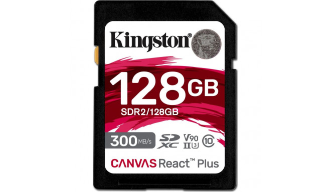 Kingston Canvas React Plus SDXC Card 128 GB Class 10 UHS-II/U3 V90 (SDR2/128GB)