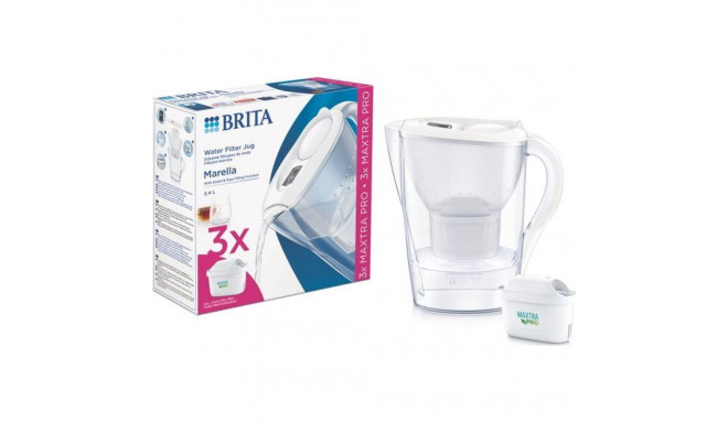 Brita Marella veefilterkann + 3 MAXTRA PRO Pure Performance filtrit valge