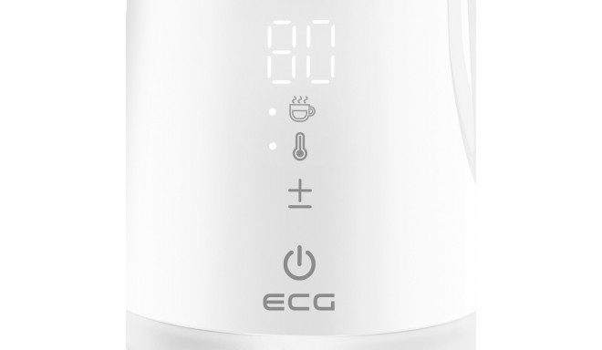 Electric, stainless steel kettle ECG RK 1893, with temperature control, white, 1.7 l