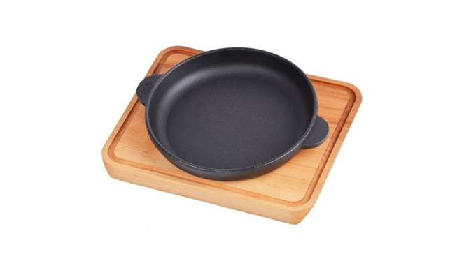 Cast iron pan with wooden tray Brizoll HoReCa 16 cm