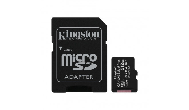 Kingston Canvas Select Plus MicroSDXC 512 GB Class 10 UHS-I/U3 A1 V30 card (SDCS2/512GB)