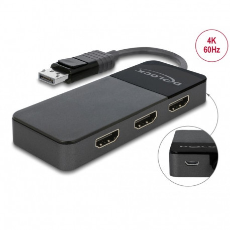 Displayport splitter 1 sisse/ 3 HDMI välja, 4K, 3840x2160@60Hz, MST