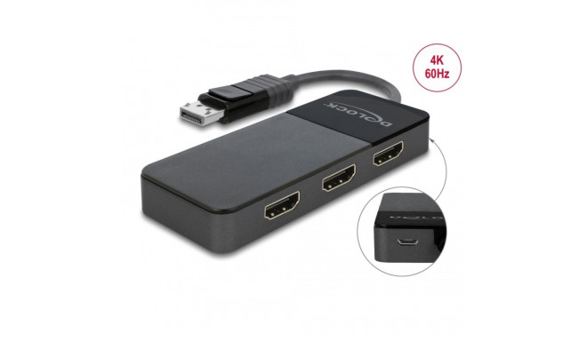 Displayport splitter 1 sisse/ 3 HDMI välja, 4K, 3840x2160@60Hz, MST