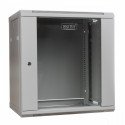 Wall mount cabinet 19 12U 635/600/600mm, glass door, grey (RAL 7035)