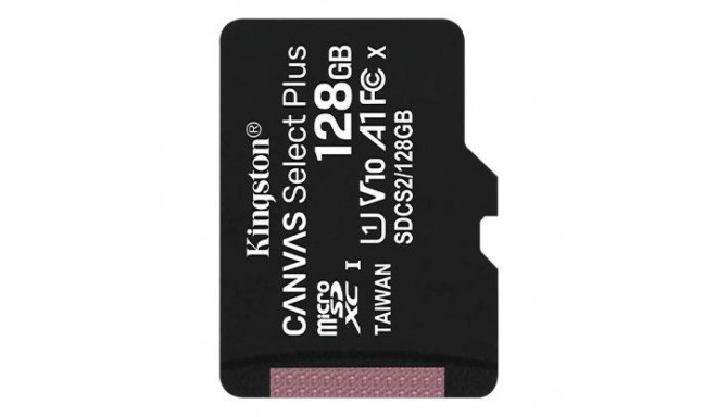 Kingston 128GB micro SDXC Canvas Select Plus 100R A1 C10 ilma adapterita