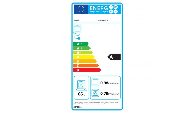 Bosch | Oven | HBF133BA0 | 66 L | Electric | EcoClean | Knobs | Height 59.5 cm | Width 59.4 cm | Bla