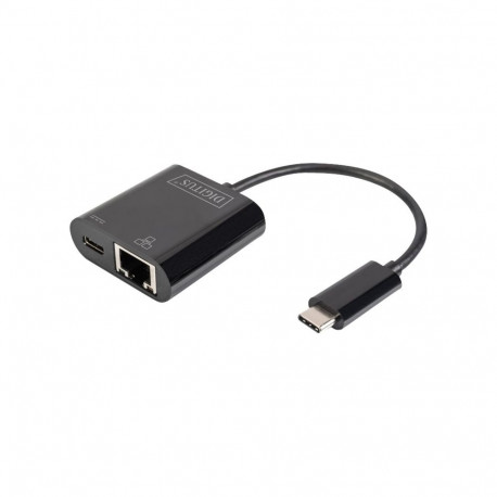 Digitus USB-Type-C Gigabit Ethernet adapter koos toiteedastuse funktsiooniga DN-3027 must USB-C port