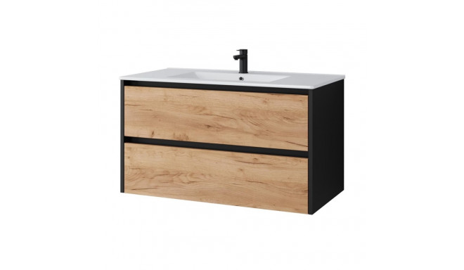 CABINET BATHROOM SA90DL-4 BLACK/GOLD OAK