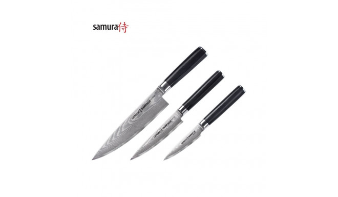 Samura DAMASCUS Комплект кухонных ножей 3шт. Paring / Utility / Chef's из AUS 10 Дамасской стали 61 