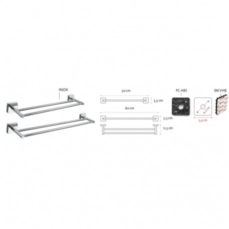 Double towel holder Kapitan QUATTRO 42 52 55, black matte