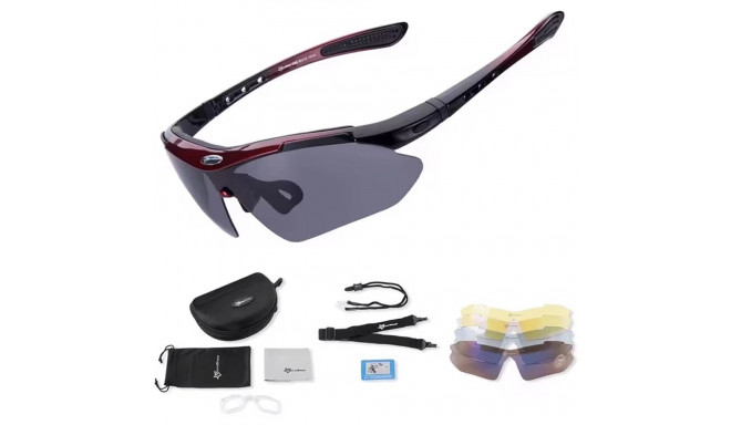 Rockbros 10001 polarizing cycling glasses - black and red