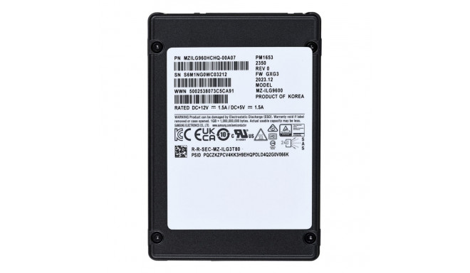 SSD Samsung PM1653 960GB 2.5" SAS 24Gb/s MZILG960HCHQ-00A07 (DWPD 1)