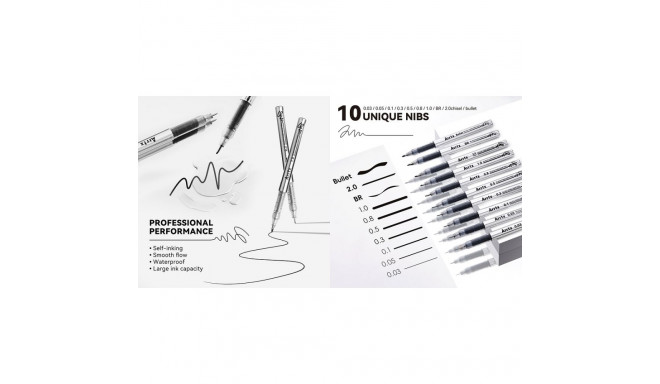 Acrylic Fineliner Pens ARRTX (Black 10pcs)
