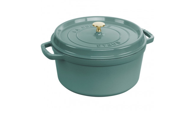 Staub Round Cast Iron Pot - 6.7 ltr, Eucalyptus