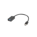 USB-C(M) 2.0->USB-A(F) ADAPTER CABLE 15CM OTG BLACK LANBERG