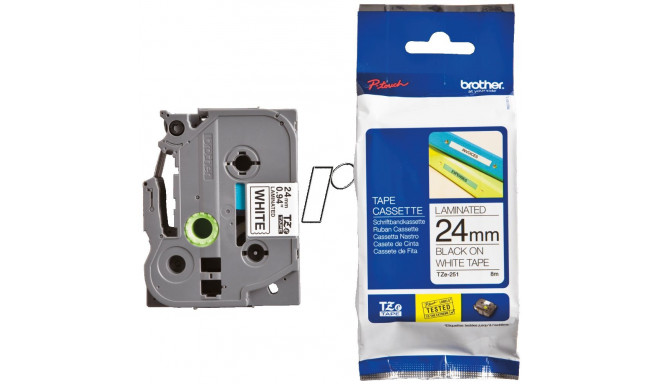 Adhesive tape/marker tape BROTHER TZE-251 24mm black/white