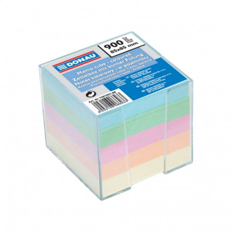 Märkmekuup DONAU 85x85mm plasttopsis liimita lehed pastelsed värvid 750 lehte