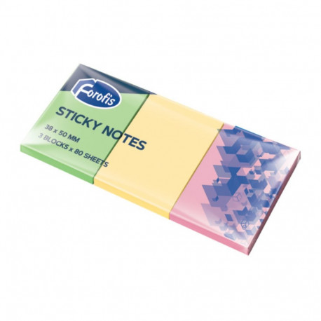 Märkmepaber FOROFIS 38x50mm neoonvärv 3x80 lehte