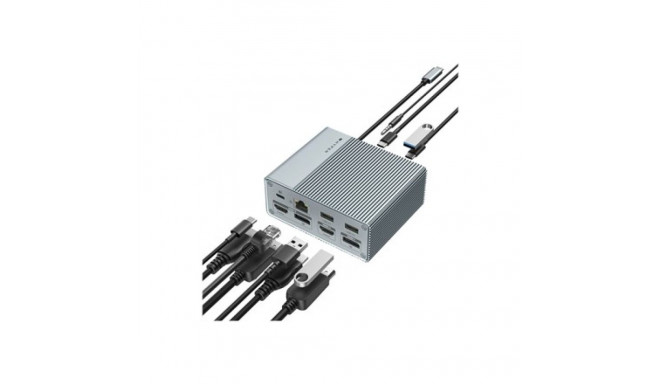 HYPER HDG212B sülearvuti dokk/portide replikator Dokkimine USB 3.2 Gen 2 (3.1 Gen 2) Type-C Hõbe