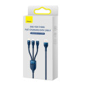 3in1 USB cable Baseus Flash Series, USB-C + micro USB + Lightning, 100W, 1.2m (blue)