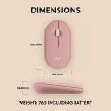 Logitech Pebble 2 M350s Belaidė pelė, RF Wireless + Bluetooth, 4000 DPI, Tonal Rose