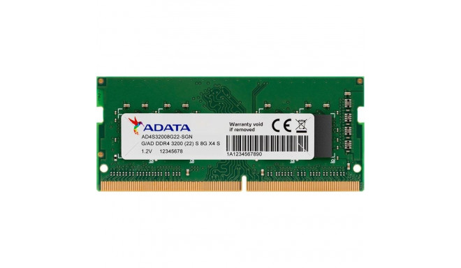 ADATA Premier laptop memory, SODIMM, DDR4, 8 GB, 3200 MHz, CL22 (AD4S32008G22-SGN)