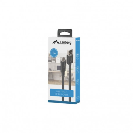 USB-C(M)->USB-A(M) 2.0 CABLE 1M BLACK BOX QC 3.0 LANBERG