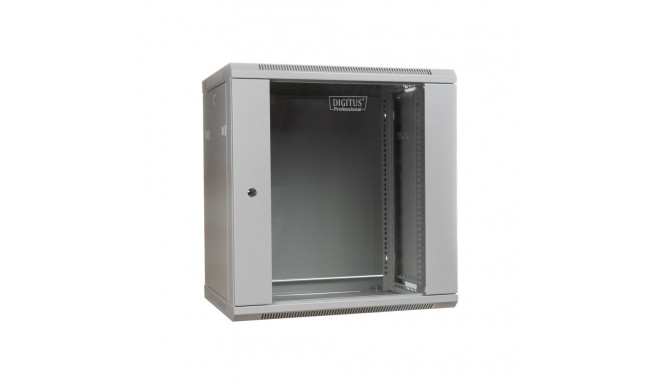 DIGITUS DN-WU19 12U/600 DIGITUS Wall Mount Cabinet 19 12U 635/600/600mm, glass door, grey, unmounted