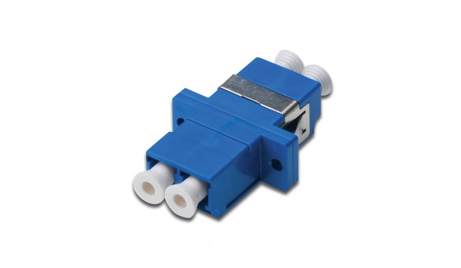 Optical coupler, duplex, LC to LC, singlemode, ceramic sleeve OS2, polymer housing, incl. screws