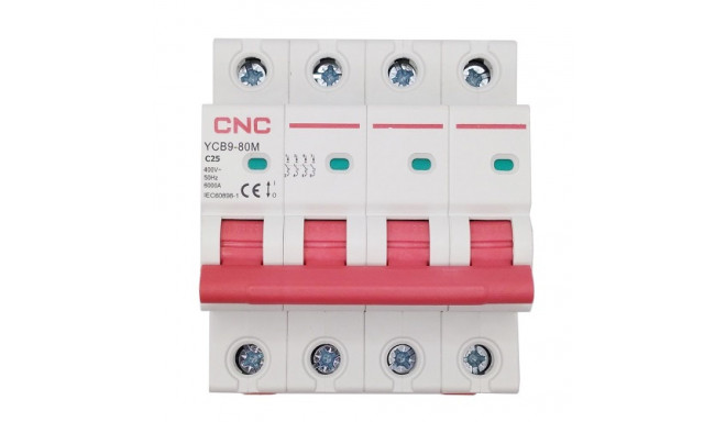 Miniature Circuit Breaker, 4P, 25A, Class C, 6kA