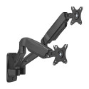 Spring wall mount for two 17"-32" monitors, black