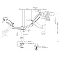 Spring mount for two 17"-32" monitors