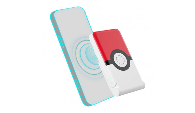 Magnetic powerbank OTL 5000 mAh, USB-C 15W, Pokemon Pokeball with stand (red-white)