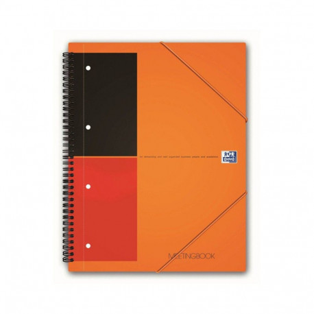 Folder in spiral binding A5+ linear OXFORD Meetingbook plastic covers with rubber, 80 pages