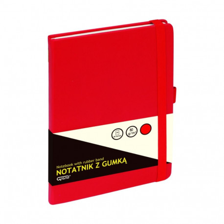 Kaustik raamatköites A5 GRAND ruuduline kummikinnitusega 80 lehte punane