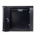 Wall mount cabinet 19 9U 501/600/450mm, glass door, black (RAL 9004)