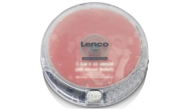 Lenco CD-202TR -kaasaskantav CD/MP3-mängija, läbipaistev