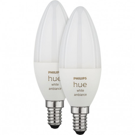 Philips Hue White Ambiance valge valgusega nutipirn, E14, küünlapirn, 470 lm, 2 tk