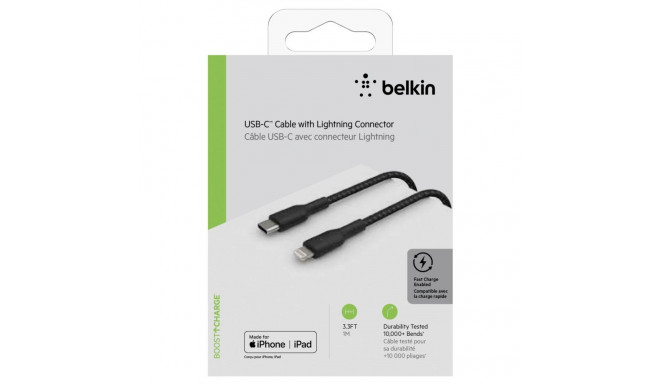 Belkin BOOST CHARGE™ Lightning - USB-C kaabel punutud, 1m, must
