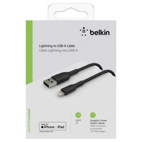 Belkin BOOST CHARGE™ Lightning - USB-A kaapeli punottu, 1m, musta