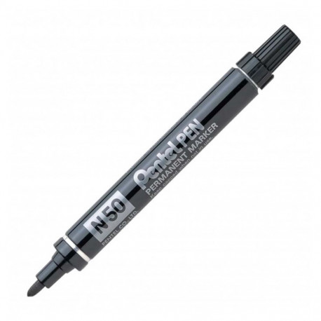 Permanentne marker PENTEL N50 koonilise otsaga metallkorpusega must