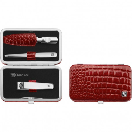 ZWILLING CLASSIC INOX reisikomplekt – punane nahast kott, 3 osa