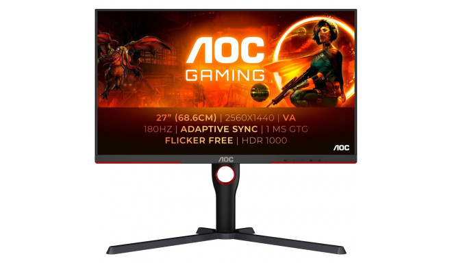 "68,58cm/27"" (2560x1440) AOC Gaming Q27G3XMN/BK 16:9 QHD VA 1ms 180Hz HDR1000 HDMI DP Pivot Black"